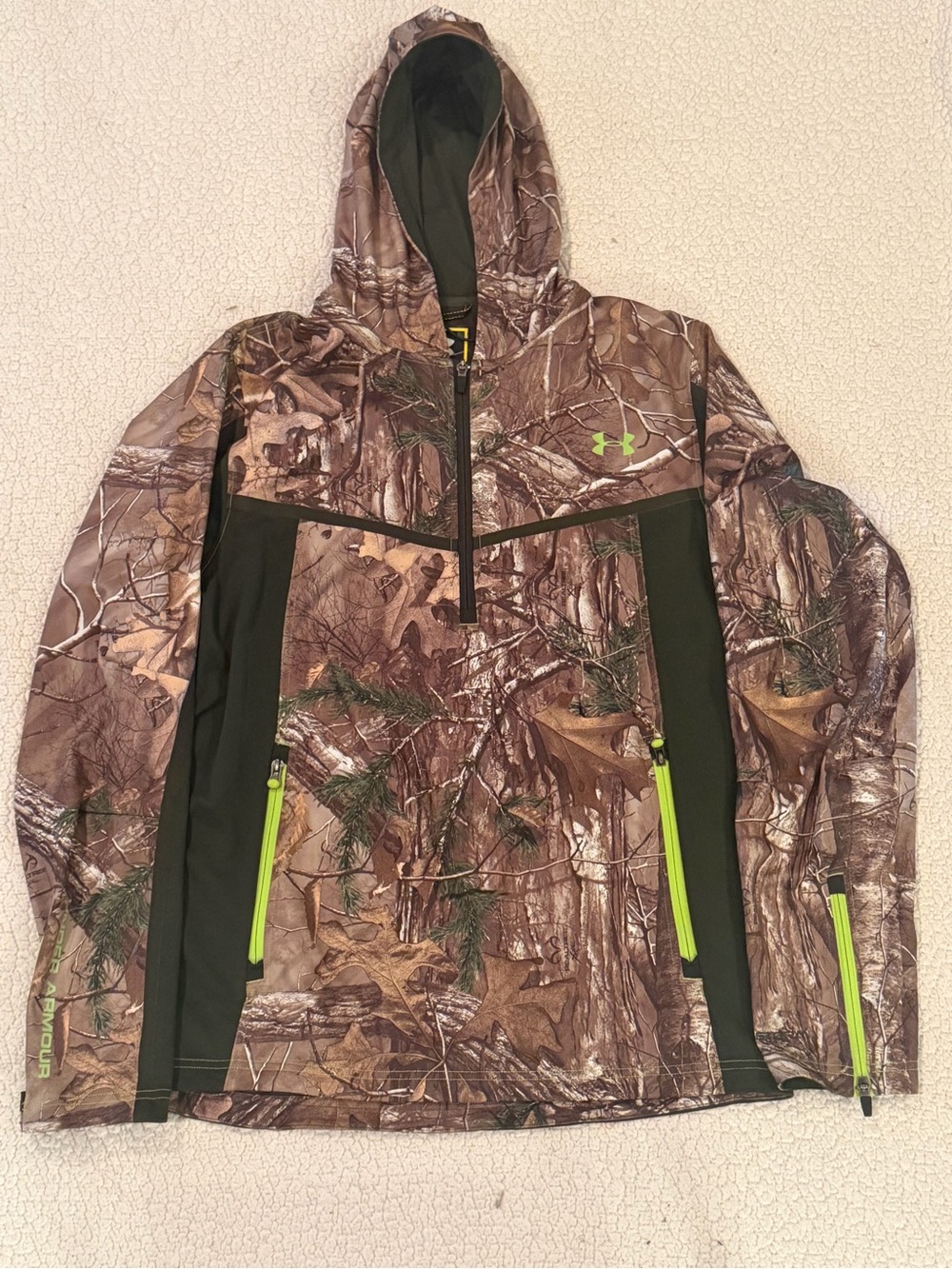 Under Armour Hoodie Mens XL Camo Realtree Xtra UA Storm 1/4 Zip Hunting Jacket
